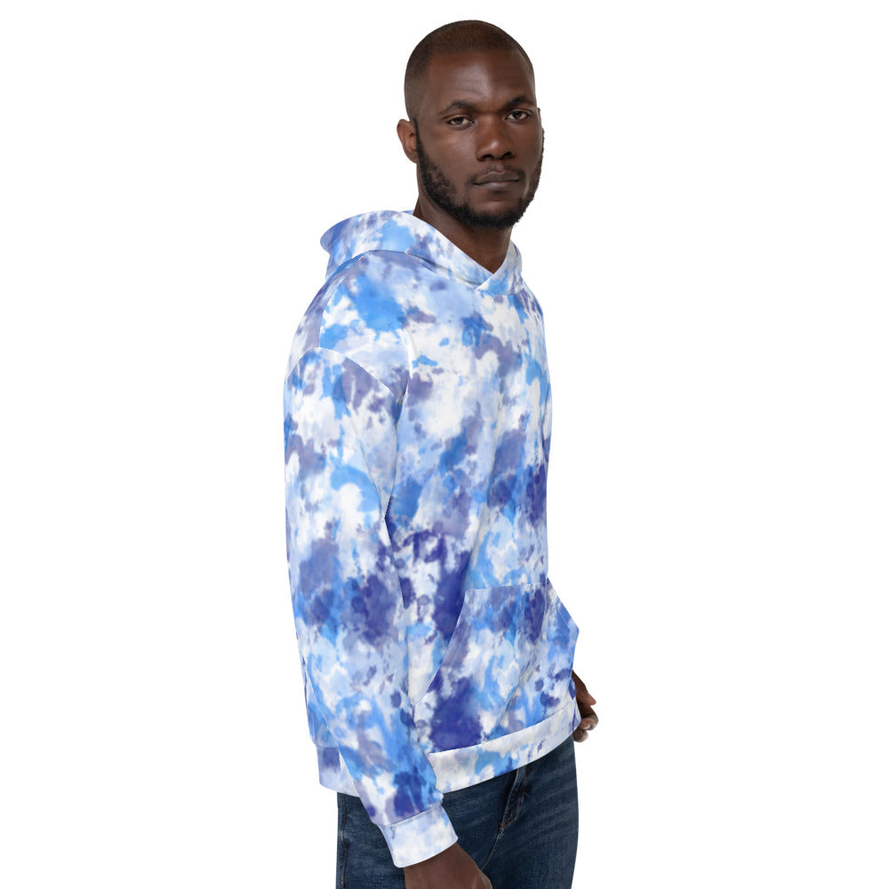 Blue Camo Splatter Tie Dye unisex Hoodie by Signature Outlet XL