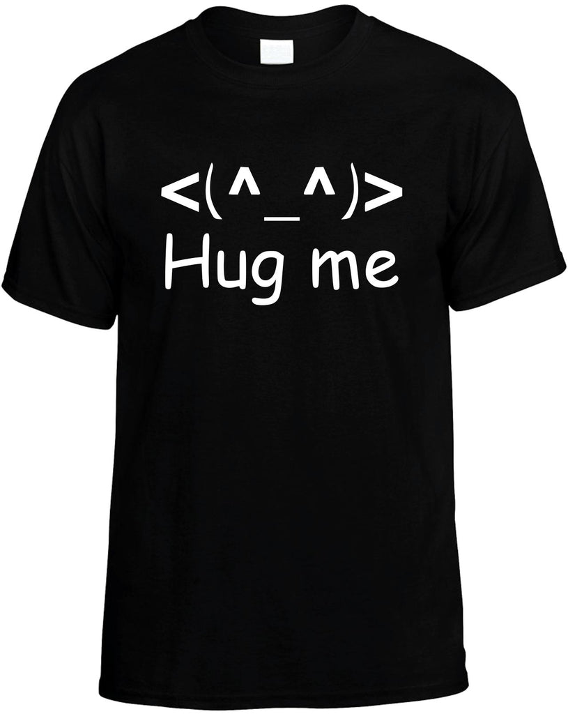 <^_^> hug me mens funny t-shirt black