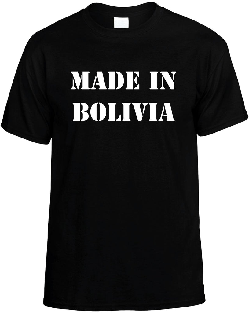 made in bolivia mens funny t-shirt black
