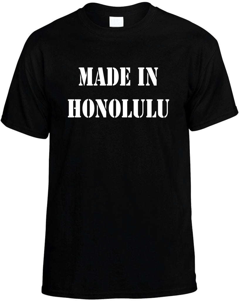 made in honolulu mens funny t-shirt black
