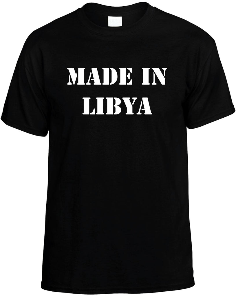 made in libya mens funny t-shirt black
