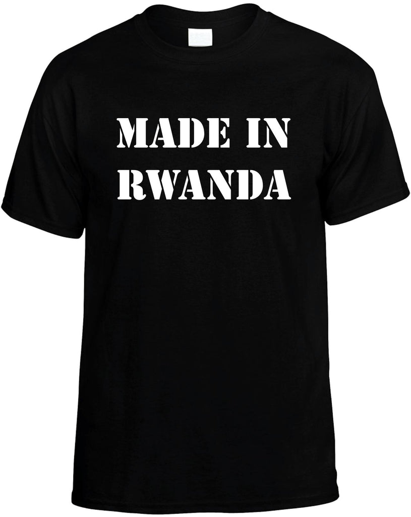 made in rwanda mens funny t-shirt black