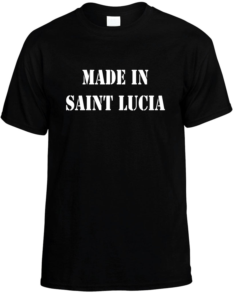 made in saint lucia mens funny t-shirt black