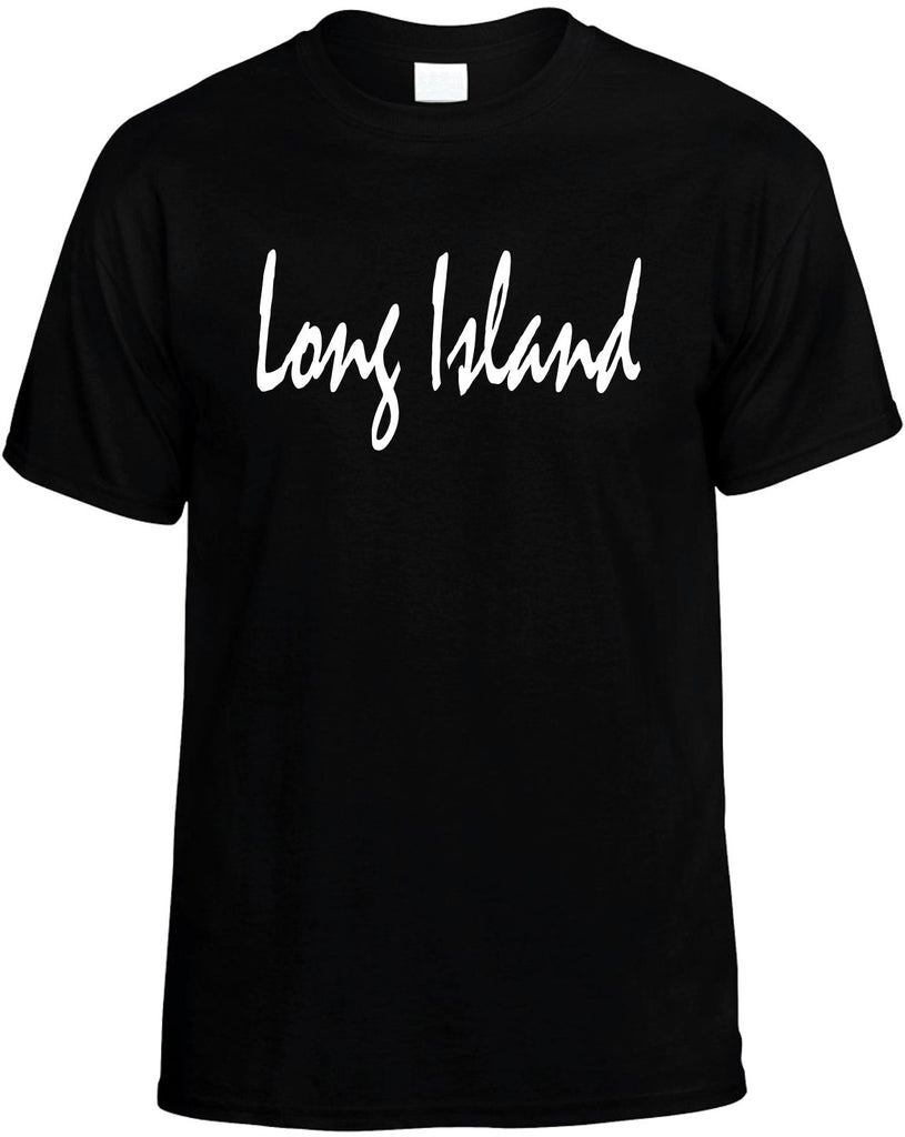 long island new york mens funny t-shirt black