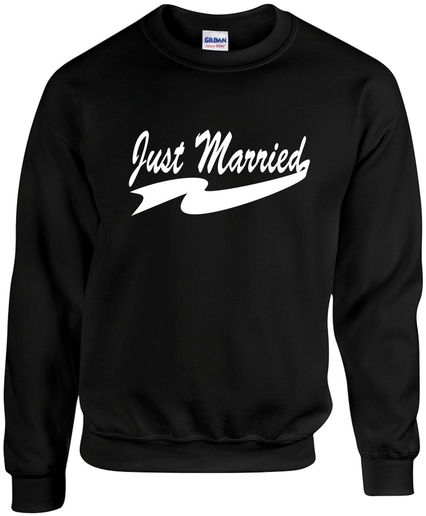 just married unisex crewneck sweatshirt black signature outlet novelty 