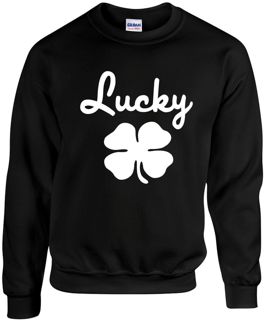 lucky clover clover shamrock unisex crewneck sweatshirt black signature outlet novelty 