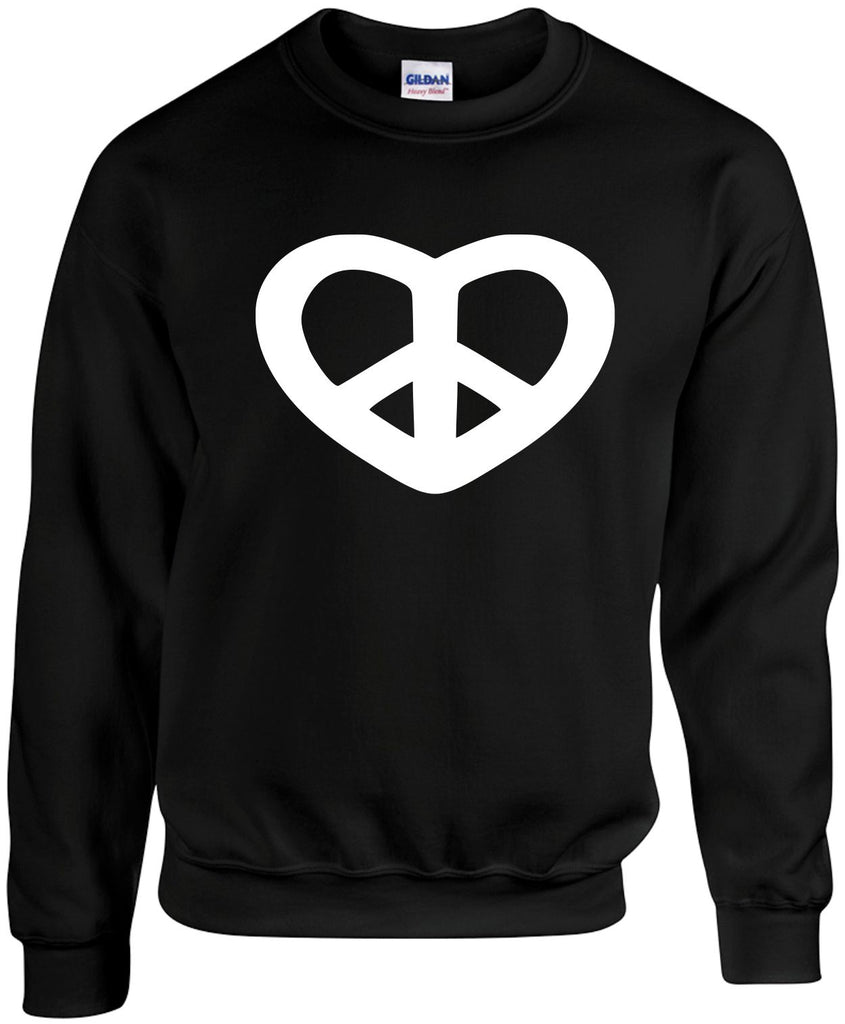 peace heart unisex crewneck sweatshirt black signature outlet novelty 