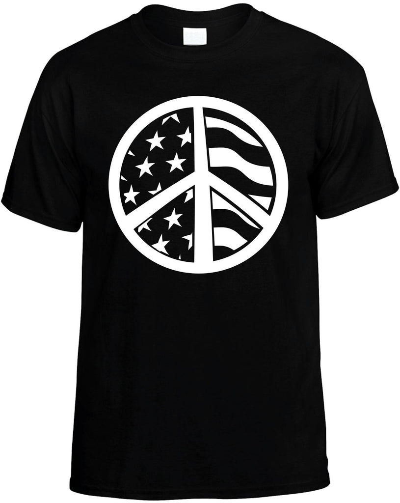 american flag peace sign mens funny t-shirt black