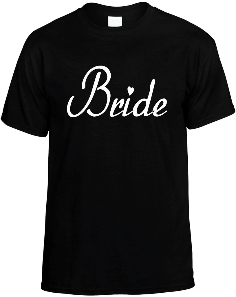 bride with heart bridal party mens funny t-shirt black