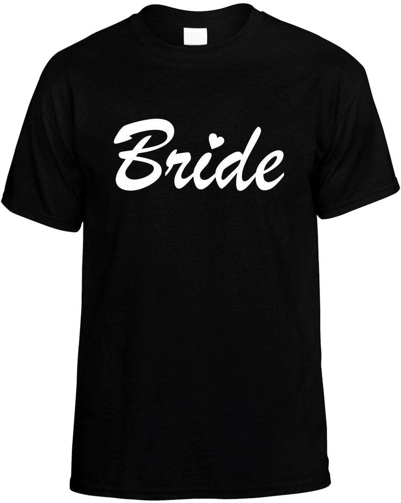 bride with heart bridal party mens funny t-shirt black
