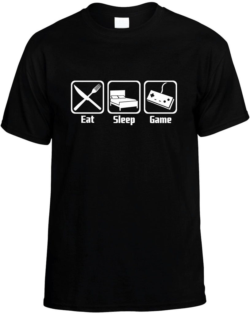 eat sleep game gaming mens funny t-shirt black