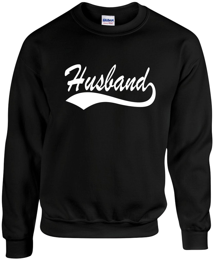 husband baseball font unisex crewneck sweatshirt black signature outlet novelty 