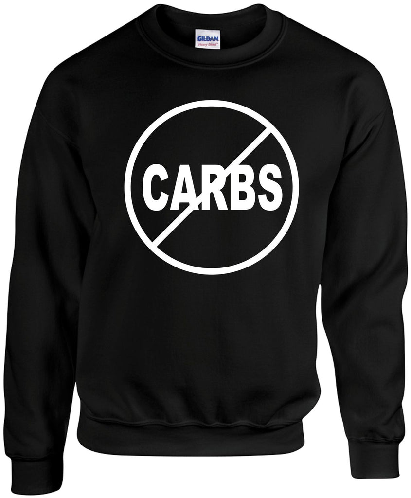 no carbs anti-carbs unisex crewneck sweatshirt black signature outlet novelty 