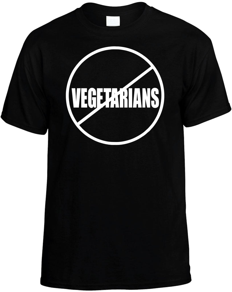 no vegetarians anti-vegetarians mens funny t-shirt black