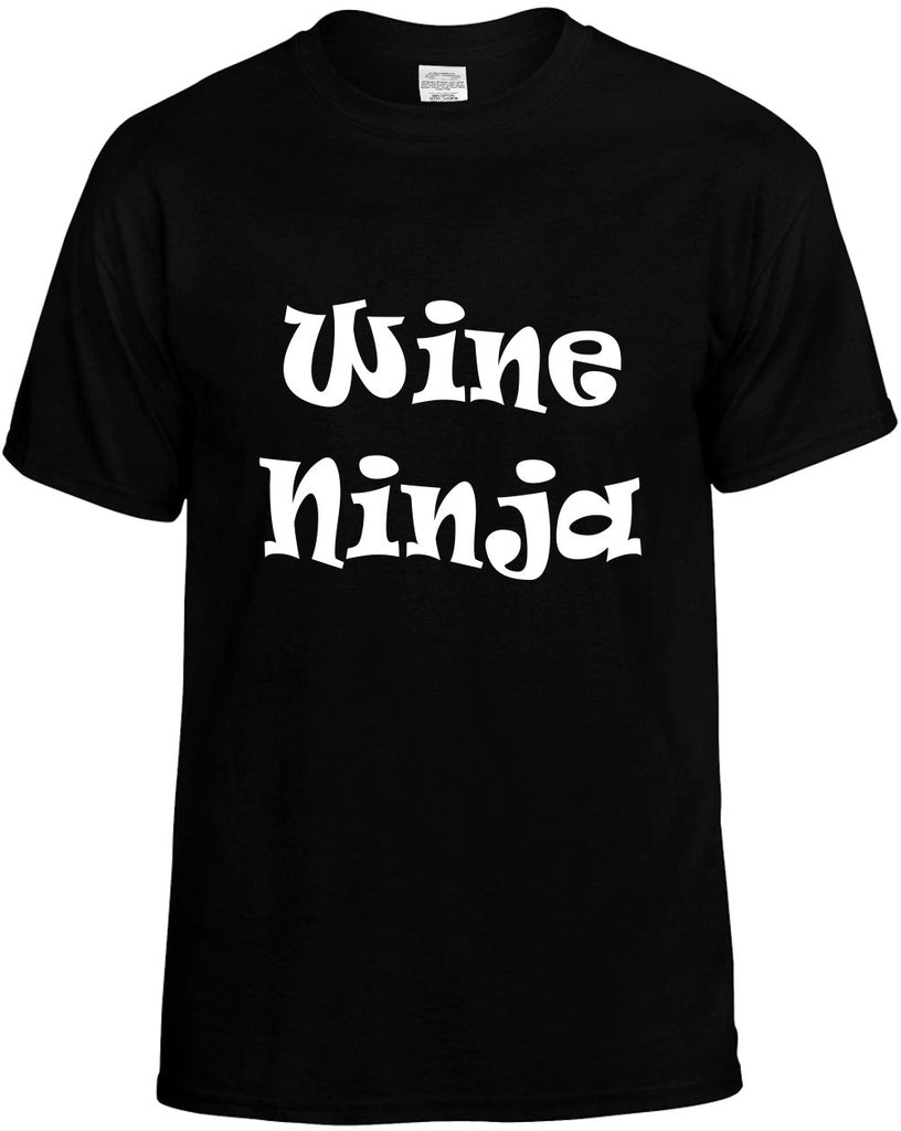wine ninja humorous cool mens funny t-shirt black