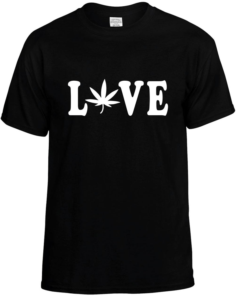 love weed with pot leaf mens funny t-shirt black