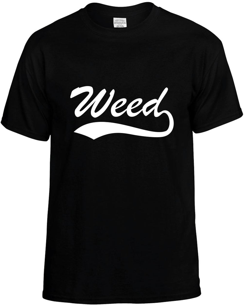 weed pot baseball font mens funny t-shirt black