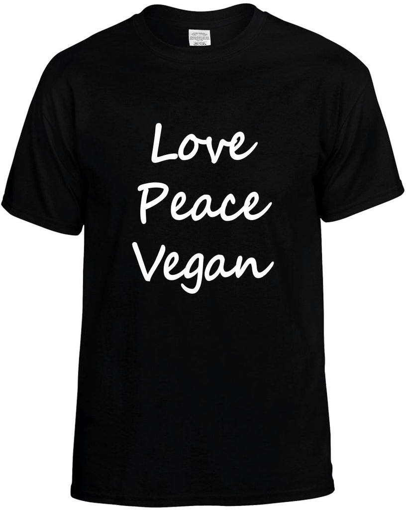 love peace vegan food health mens funny t-shirt black