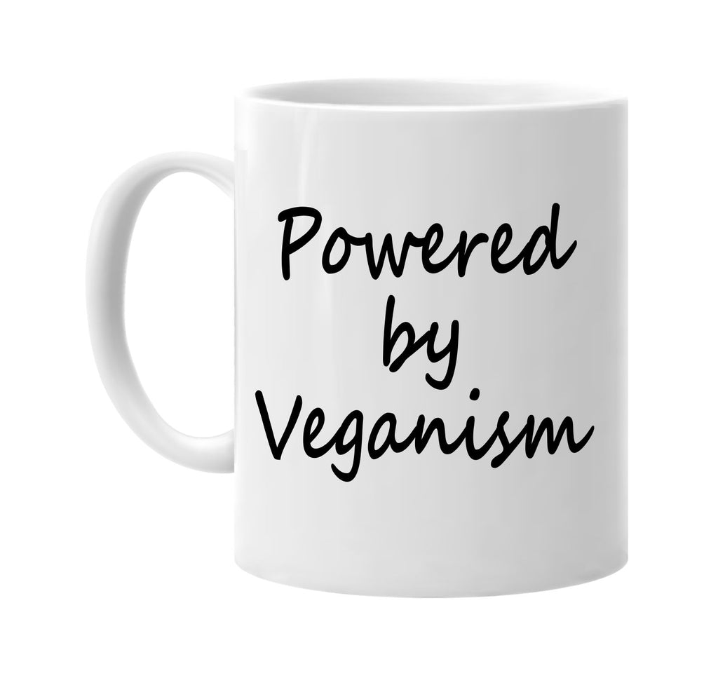 powered by veganism vegan signature outlet novelty coffee cup mug graphic gift ideas gifts for the family mom dad