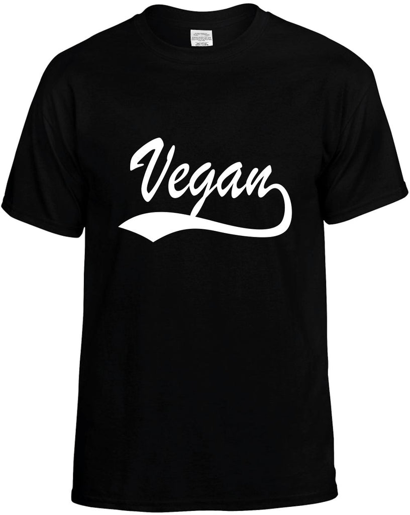 vegan baseball font vegetarian mens funny t-shirt black