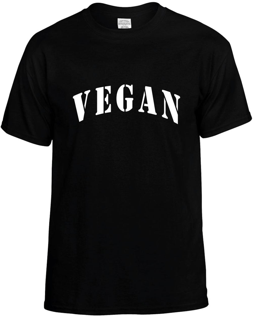 vegan stencil font vegetarian mens funny t-shirt black