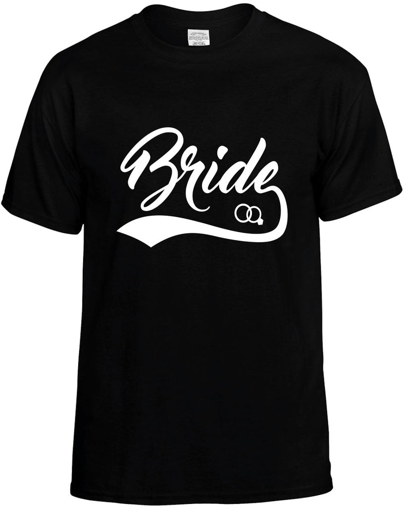 bride baseball with ring wedding mens funny t-shirt black