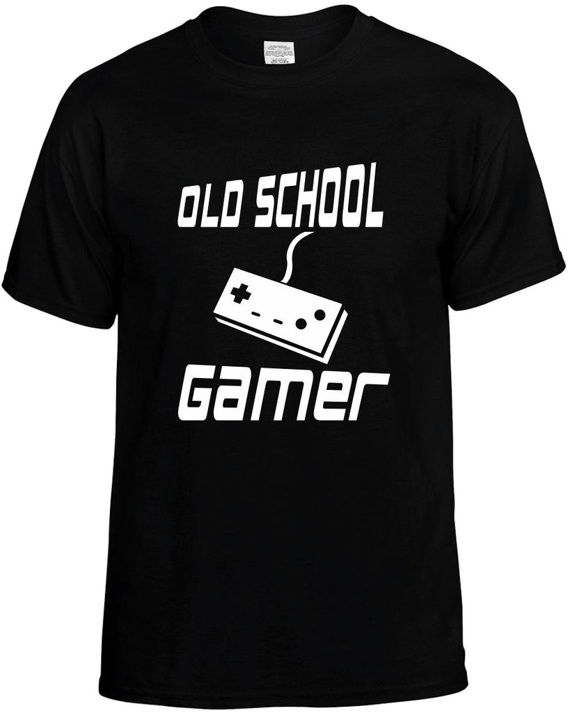 old school gamer gaming remote mens funny t-shirt black
