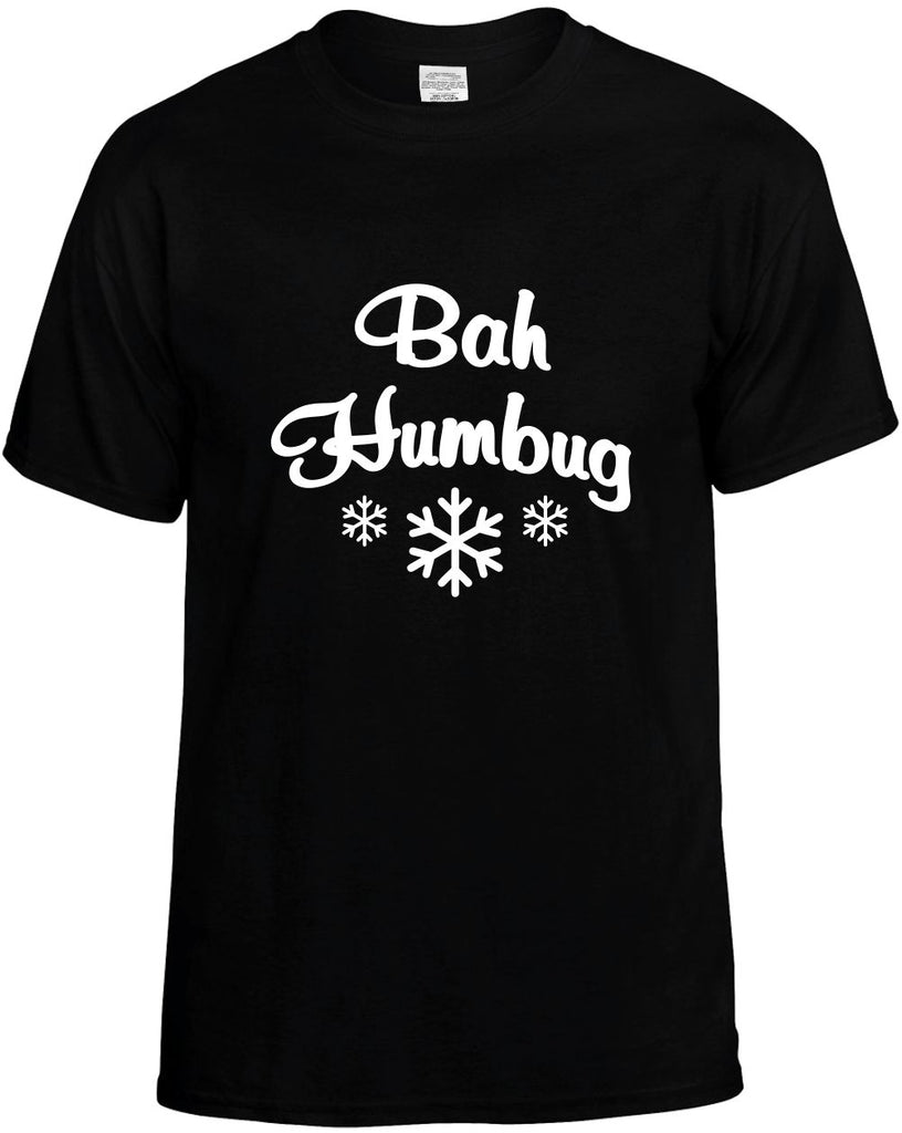 bah humbug with snow flakes mens funny t-shirt black