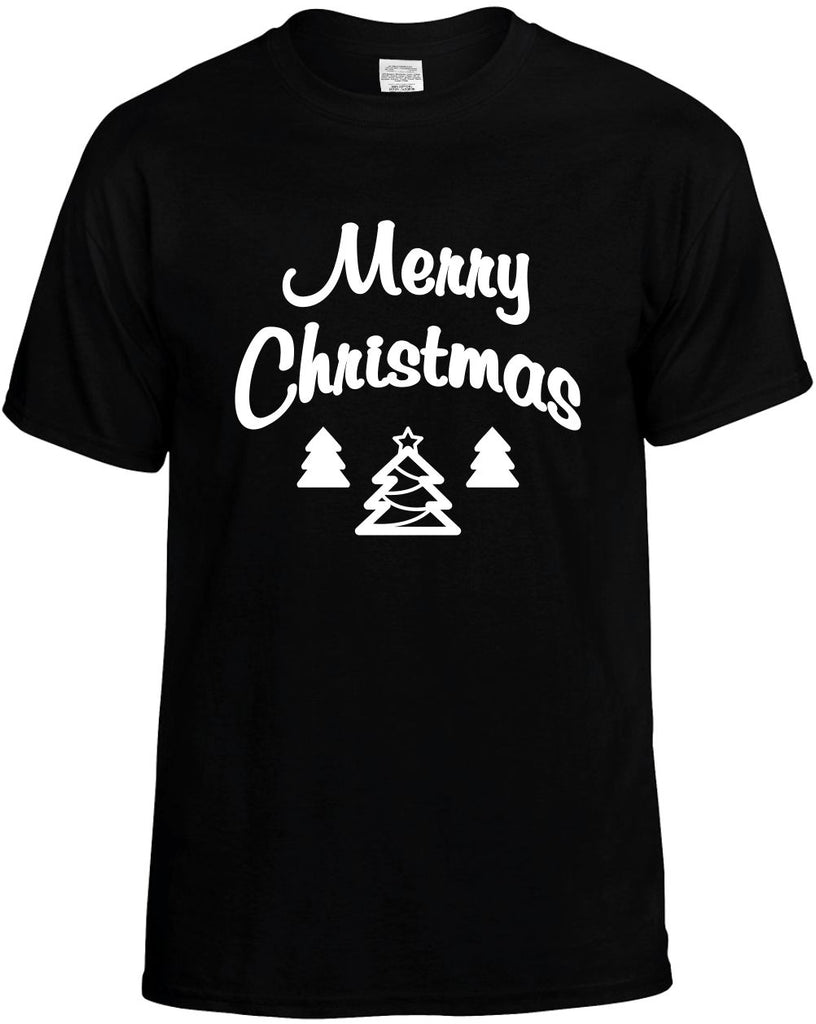 merry christmas with trees mens funny t-shirt black