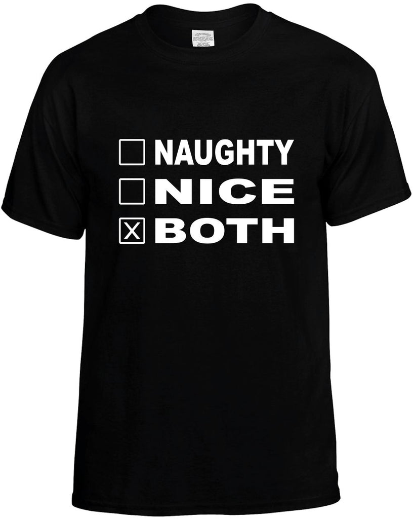 naughty nice both christmas cool mens funny t-shirt black