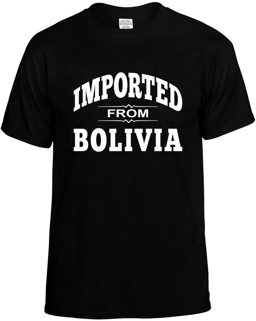 imported from bolivia mens funny t-shirt black
