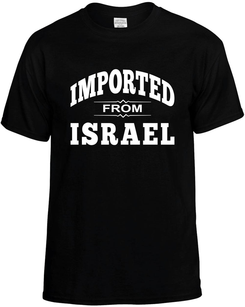 imported from israel mens funny t-shirt black