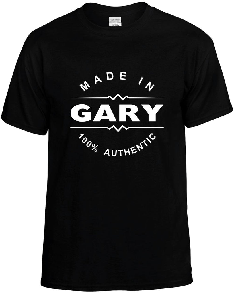 made in gary mens funny t-shirt black