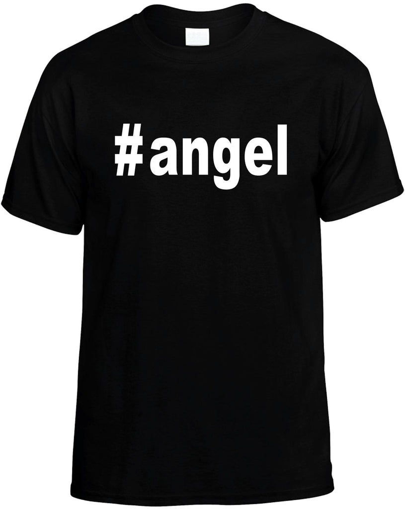 #angel hashtag tee shirt cool mens funny t-shirt black