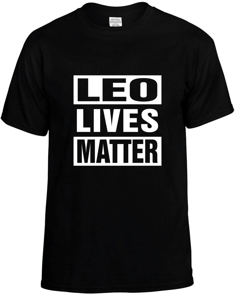 leo lives matter mens funny t-shirt black