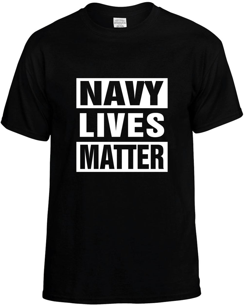 navy lives matter mens funny t-shirt black