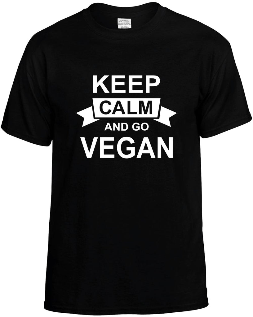 keep calm and go vegan mens funny t-shirt black