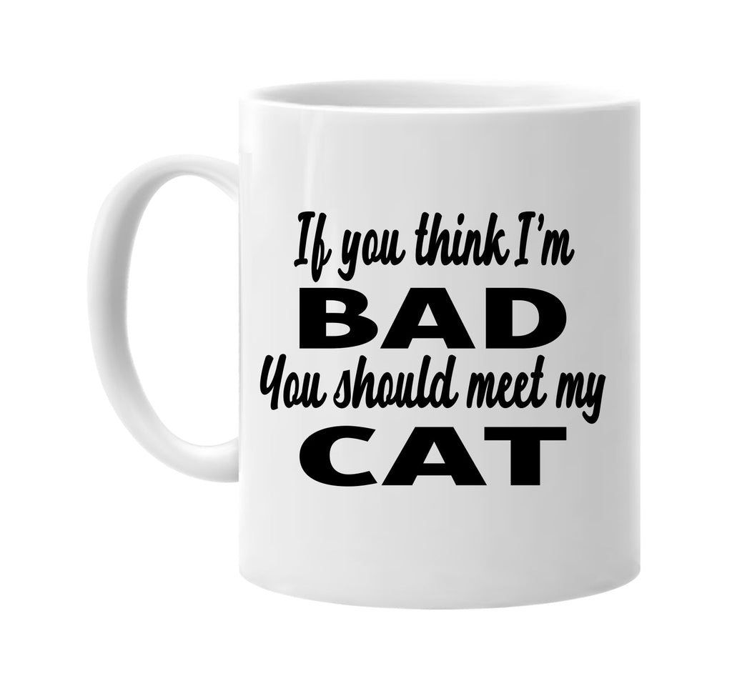 if you think im bad you should meet my cat signature outlet novelty coffee cup mug graphic gift ideas gifts for the family mom dad