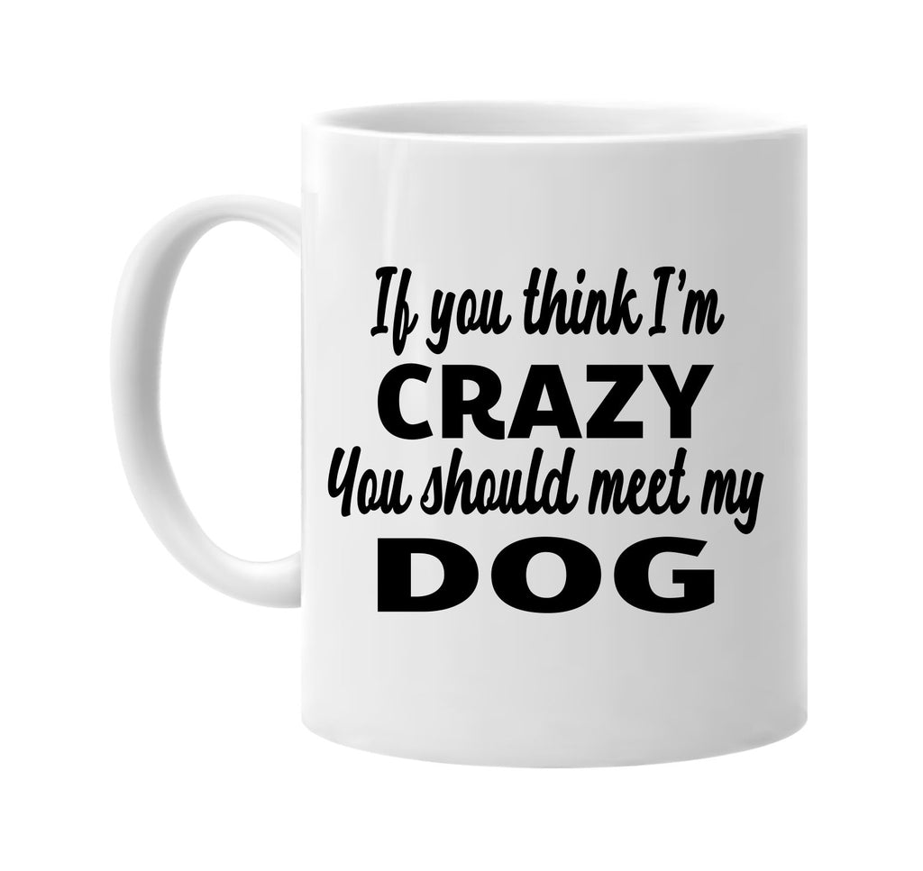 if you think im crazy you should meet my dog signature outlet novelty coffee cup mug graphic gift ideas gifts for the family mom dad