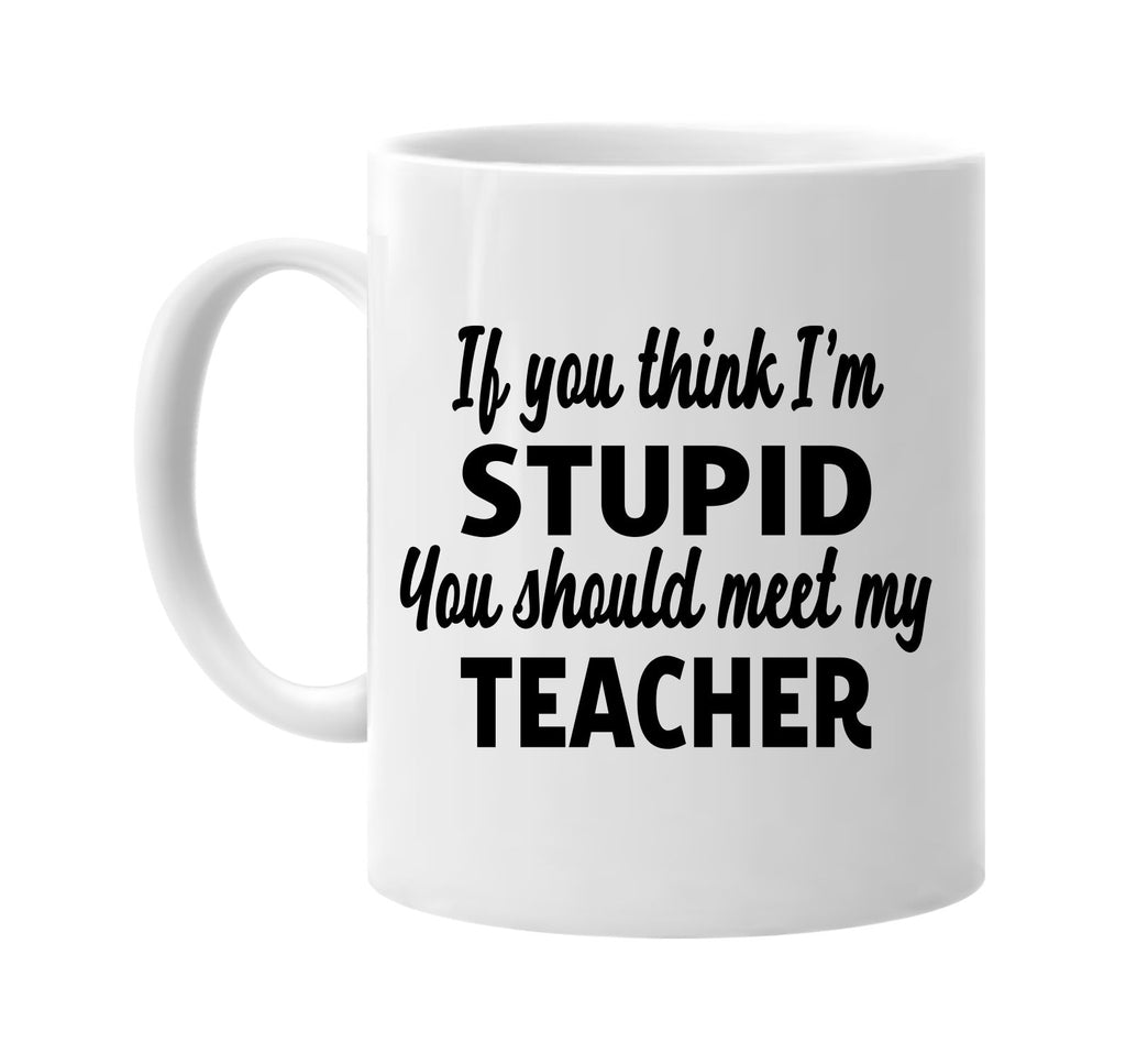 you think im stupid meet my teacher signature outlet novelty coffee cup mug graphic gift ideas gifts for the family mom dad