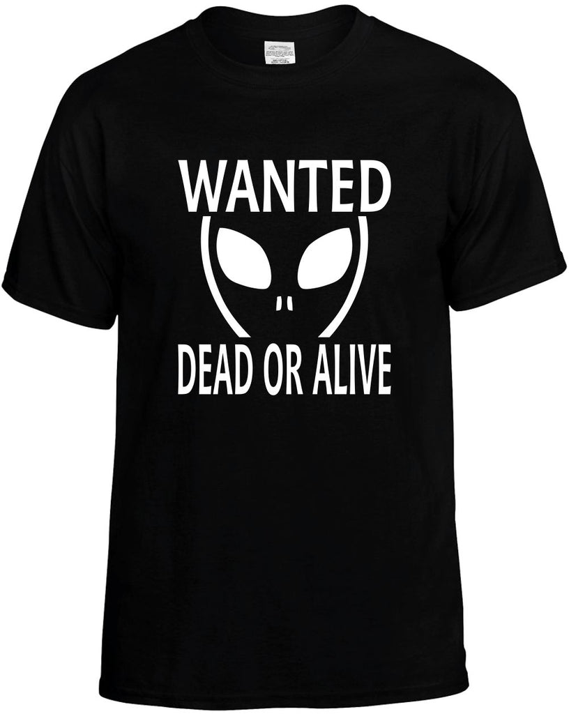wanted dead or alive alien ufo space mens funny t-shirt black
