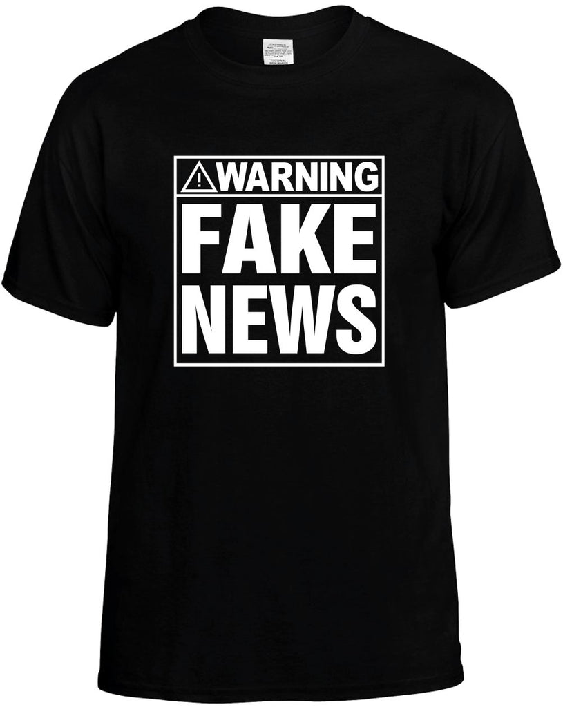 Warning! Fake News funny unisex t-shirt mens