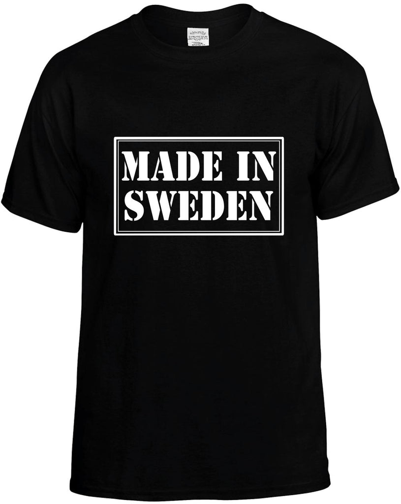 made in sweden mens funny t-shirt black