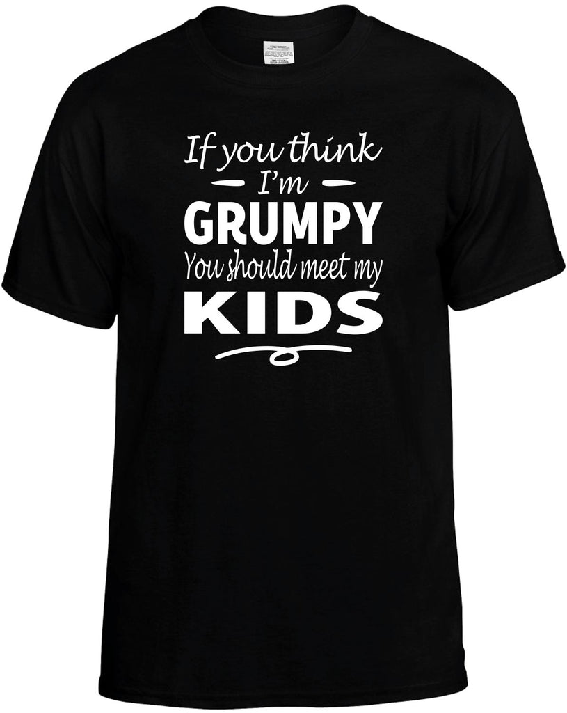 Think I'm Grumpy, You Should Meet My Kids Men's T-Shirt Funny Novelty Graphic Unisex Tee