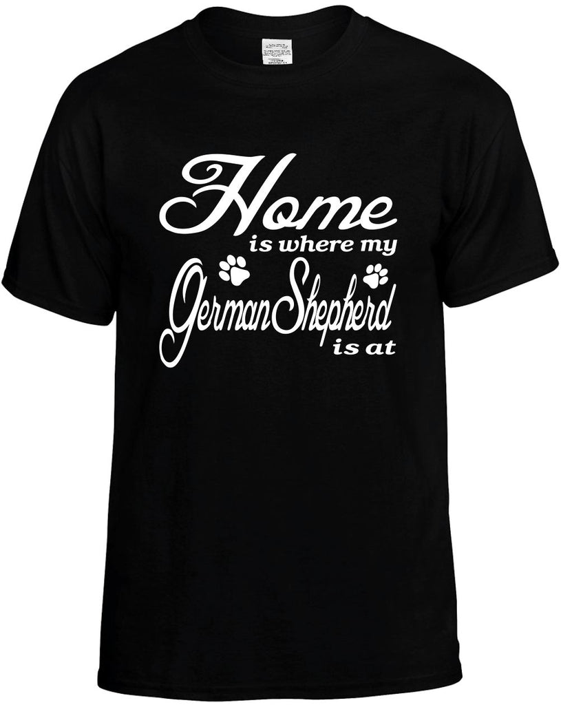 home is where my german shepherd mens funny t-shirt black