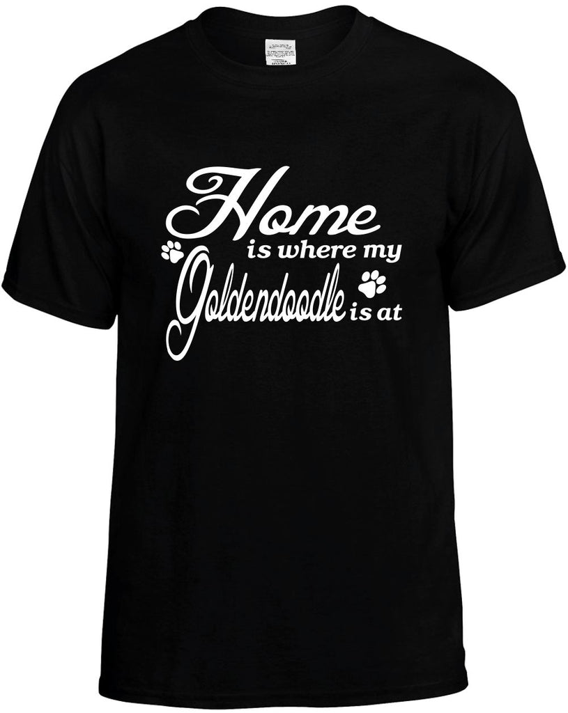 home is where my goldendoodle is mens funny t-shirt black