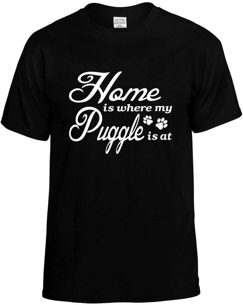 home is where my puggle is at mens funny t-shirt black