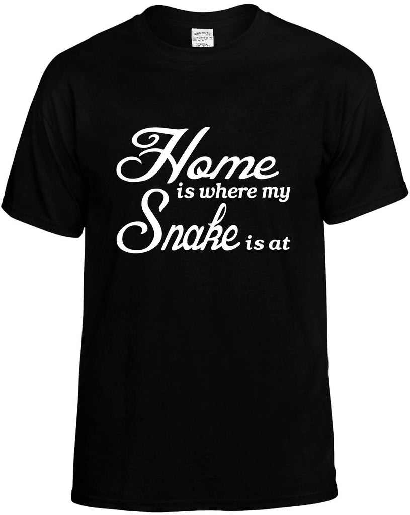 home is where my snake is at mens funny t-shirt black