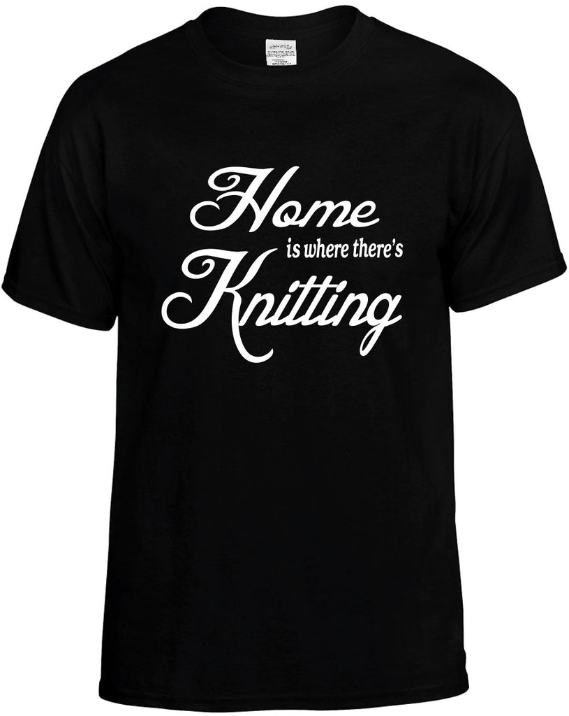 home is where theres knitting mens funny t-shirt black