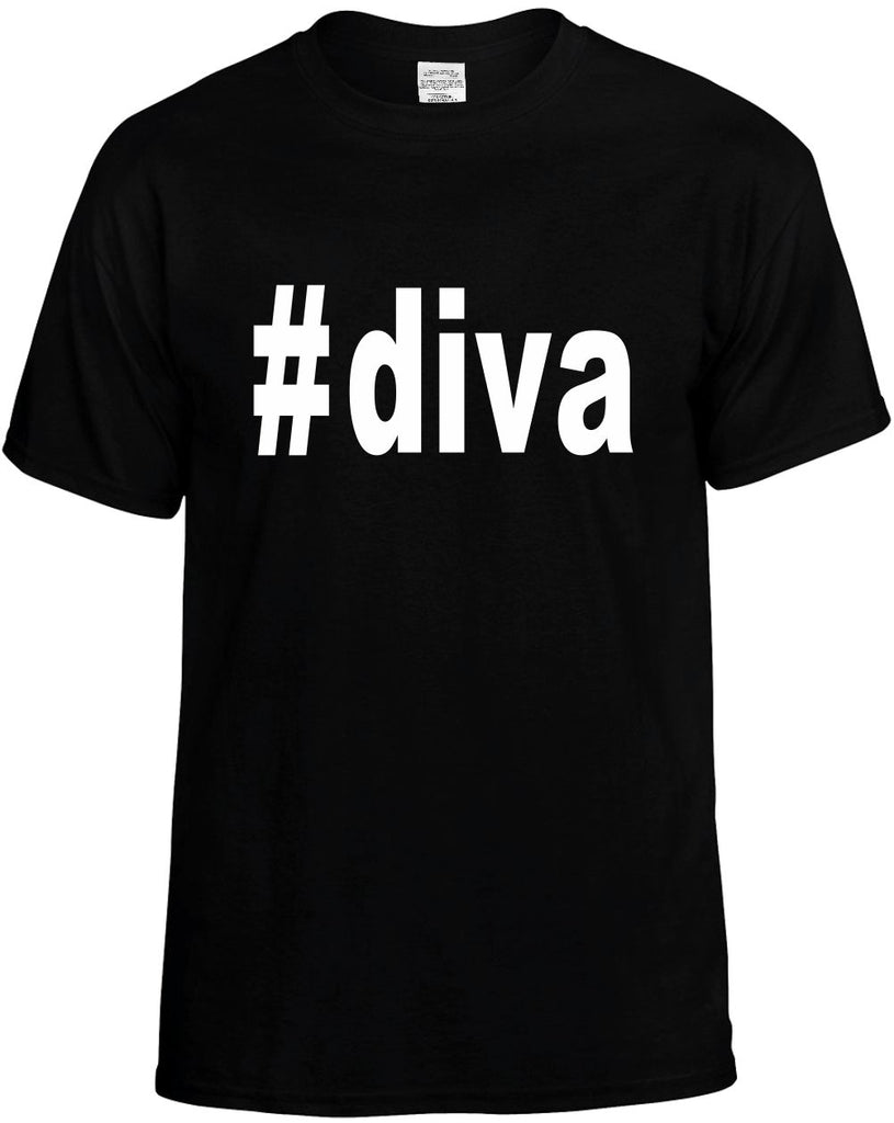 #diva hashtag tee shirt mens funny t-shirt black